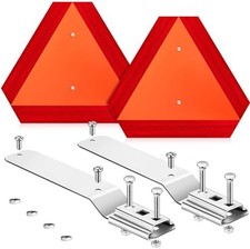 2 Sets Slow Moving Vehicle Sign with Mounting Bracket, 14 x 16 Inch Aluminum Tri