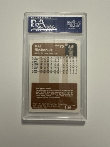 Cal Ripken Jr. #70 PSA calificado como nuevo 9 (Fleer 1983) - Imagen 5 de 7
