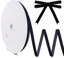 Black Velvet Ribbon 25 Yards X 3/8 Inch Spool Single Face Christmas Velvet Trim-