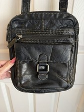 JACK GEORGES Voyager Distressed Buffalo Leather Crossbody Adjustable Strap