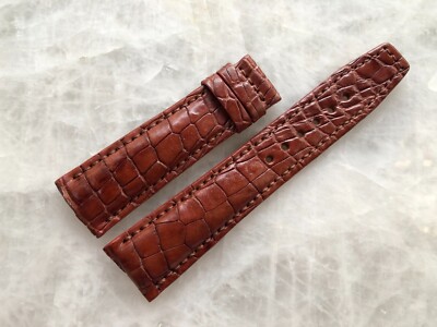 21mm/18mm Brown Alligator Crocodile Embossed Leather Watch Strap Band