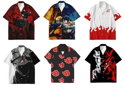 naruto akatsuki button up