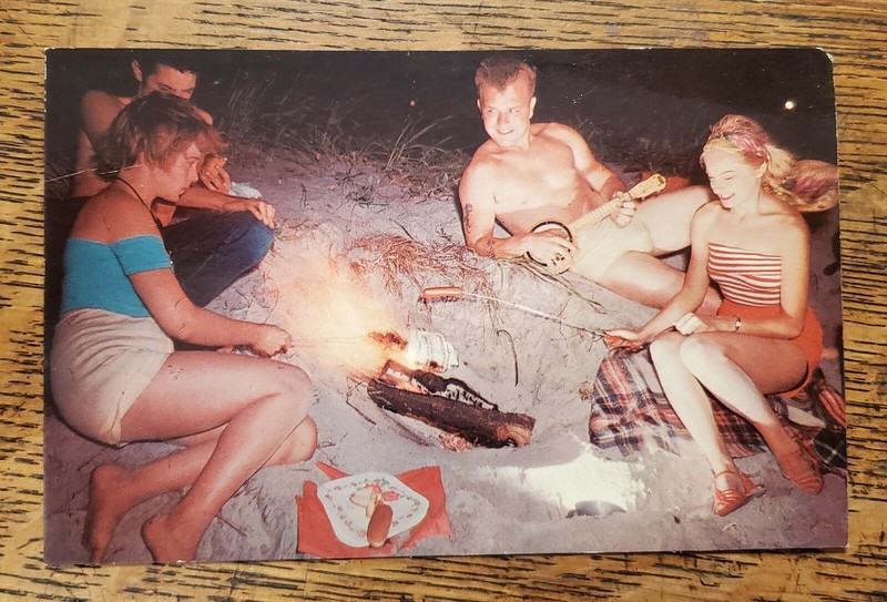 J Julius Fanta California CA Postcard Around the Beach Fire Vintage