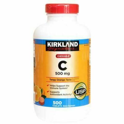 Kirkland Signature Vitamin C 500mg Chewable Tablets, Tangy Orange - 500 Count