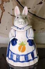 Los Angeles Pottery Laurie Gates Rabbit Mrs. Bunny Cookie Jar Biscuit 12" H VTG