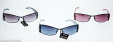 Sunglasses Retro Style Metal Frame Assorted Color Shaded Glasses W/ Rhinestones