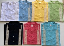 Guayabera Men's Cuban Beach Wedding Short Sleeve Button Up Casual Dress Aqua M