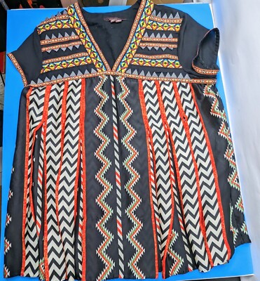 Anthropologie Ranna Gill Boho Shirt Top Print Pleated Embroidered Blouse 4