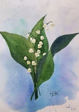 lilies of the valley Painting Floral Artwork Watercolor Original Art 12х8"