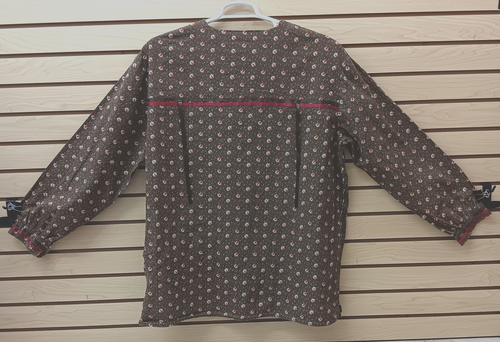 XL HOMEMADE BROWN BALL DESIGN NATIVE AMERICAN INDIAN LONG SLEEVE RIBBON SHIRT - Picture 5 of 6