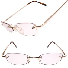 Modern Rimless Rectangle Gold Frame 2.00 Diopter Reading Glasses