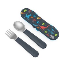 Kids Stainless Steel Utensil Set Reusable Fork Spoon  Storage Case Highgrade Bp