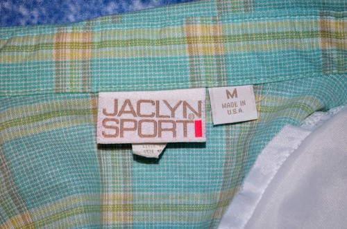 Vtg Jaclyn Smith Sport Women's Blouse Top Plaid Short Sleeve Aqua Yellow Size M - Picture 6 of 12