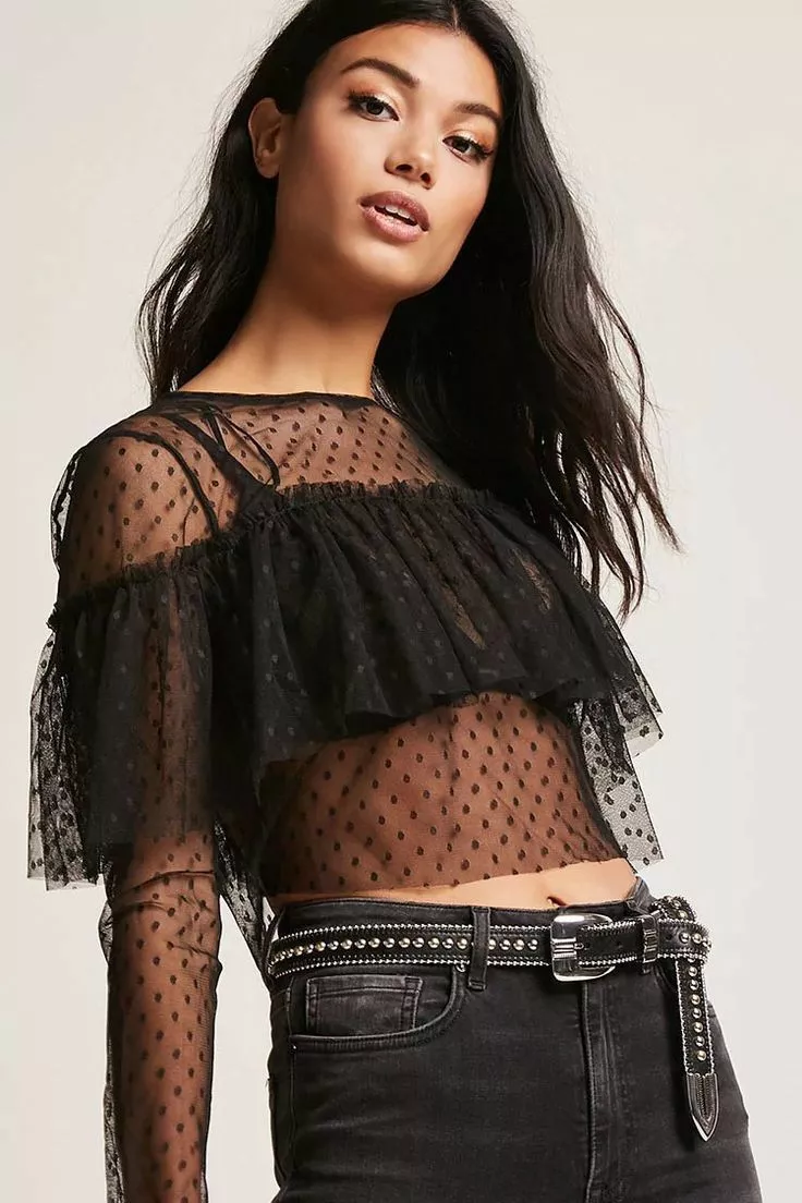 Forever 21 cheap black mesh top