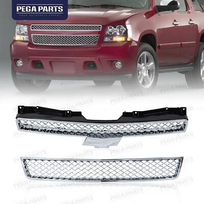 Chrome Grille For Chevy Tahoe/Suburban LTZ 1500 2500 2007-2013 14 Upper Lower