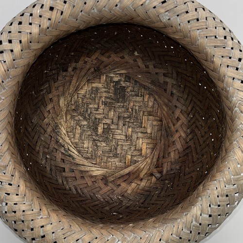 Antigua cesta japonesa Ikebana doble pared bambú años 20 23 cm ancho - Imagen 4 de 14