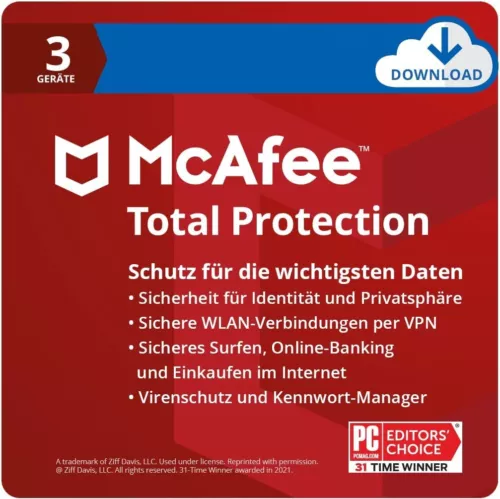 McAfee Total Protection 2025 3 Geräte 1 Jahr | VOLLVERSION / Upgrade | Antivirus