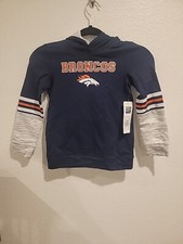 NWT-NFL Denver Broncos Pullover Hooded Sweat Shirt Football Kids Size 6. F