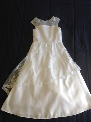 Girls Formal Dress First Communion Flower Girl White Sz 10 NWOT