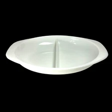 Pyrex White Casserole Divided Dish 1063 Milk Glass 1.5 Quart Oval Vintage MCM