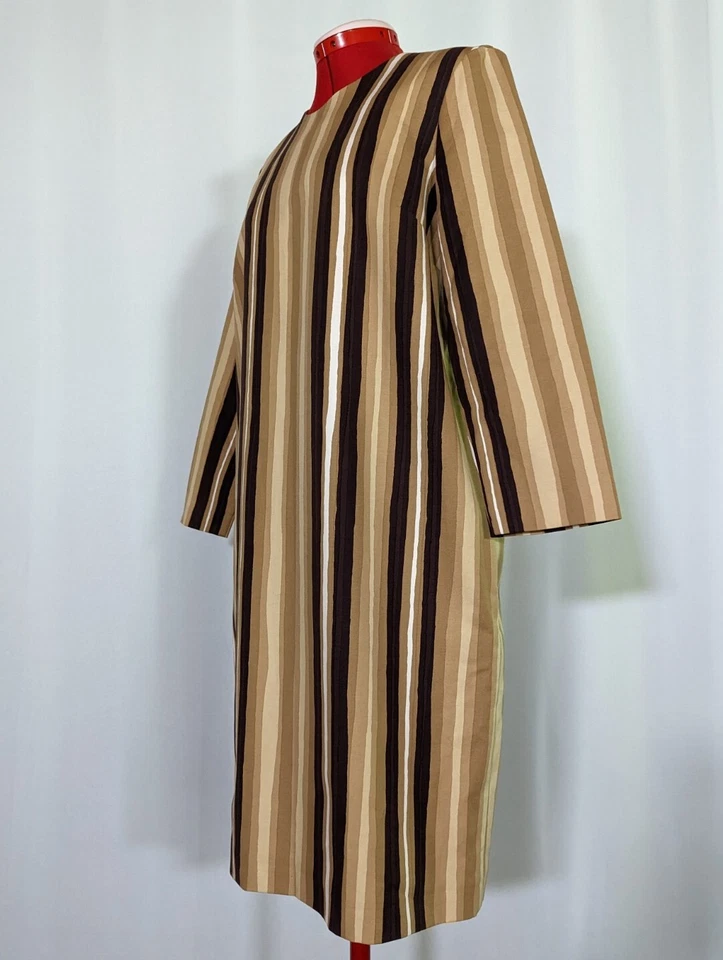 Marimekko Unna Brown Abstract Geometric Brown Multicolor Shift Dress 42 - Image 2 of 4