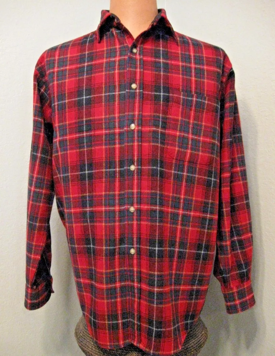 Pendleton Lodge Wool Shirt Size Medium Red Black Blue Green Yellow White Plaid