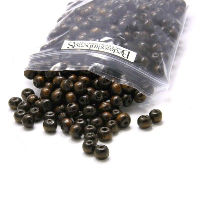 100 Dark Brown Coated Boxwood Wooden Wood Round Rondelle Craft Beads Small-Big