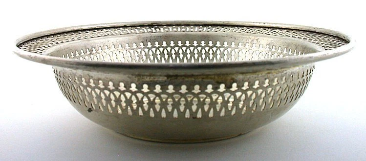 Antiguo cuenco de plata esterlina reticulado Manchester Silver Company de 5 pulgadas AS36 Foto 4 de 4