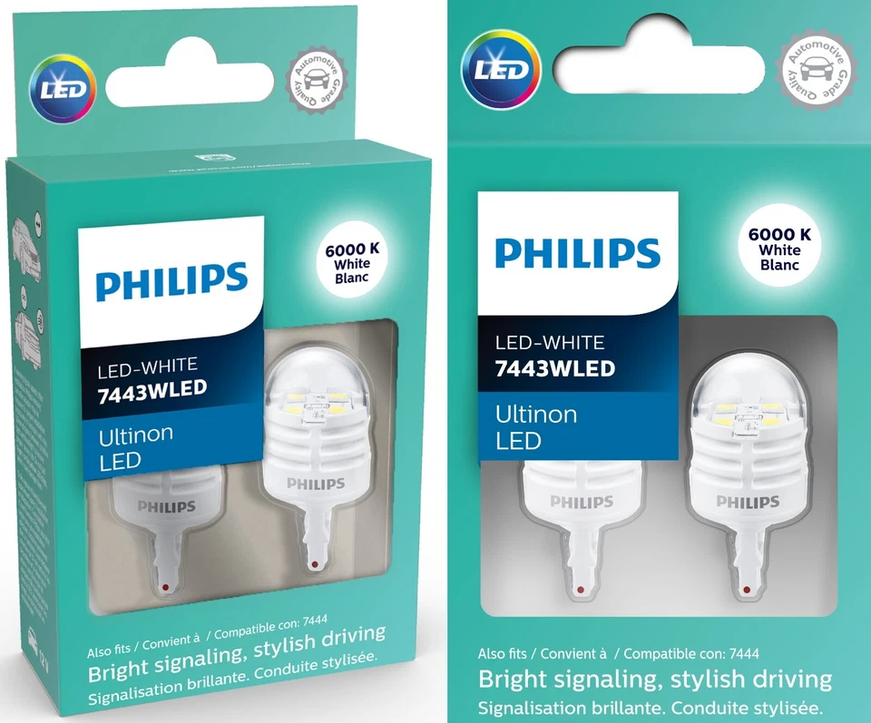 Philips Ultinon Luz LED 7443 Blanco 6000K Dos Bombillas Freno Parada Cola Repuesto Foto 2 de 4