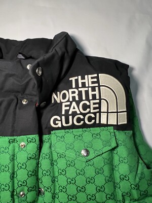 ダークグリーン コーデュロイ ダブルブレストジャケット GUCCI GUCCI X THE NORTH FACE PADDED VEST JACKET GREEN BLACK S 2021 TNF