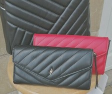 Ladies Quilted Clutch Bag By Paul's Boutique With Shoulder Chain, Black Or Red