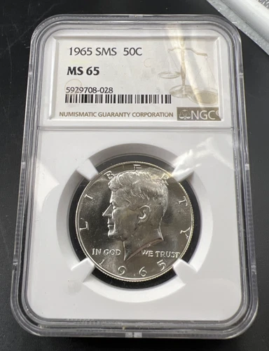 1965 SMS 50c Kennedy 40% Silver Half Dollar Coin MS65 NGC #028