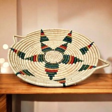 Hand Woven Coil Native American Style Basket Large 24 Inch BOHO Southwest Decor
