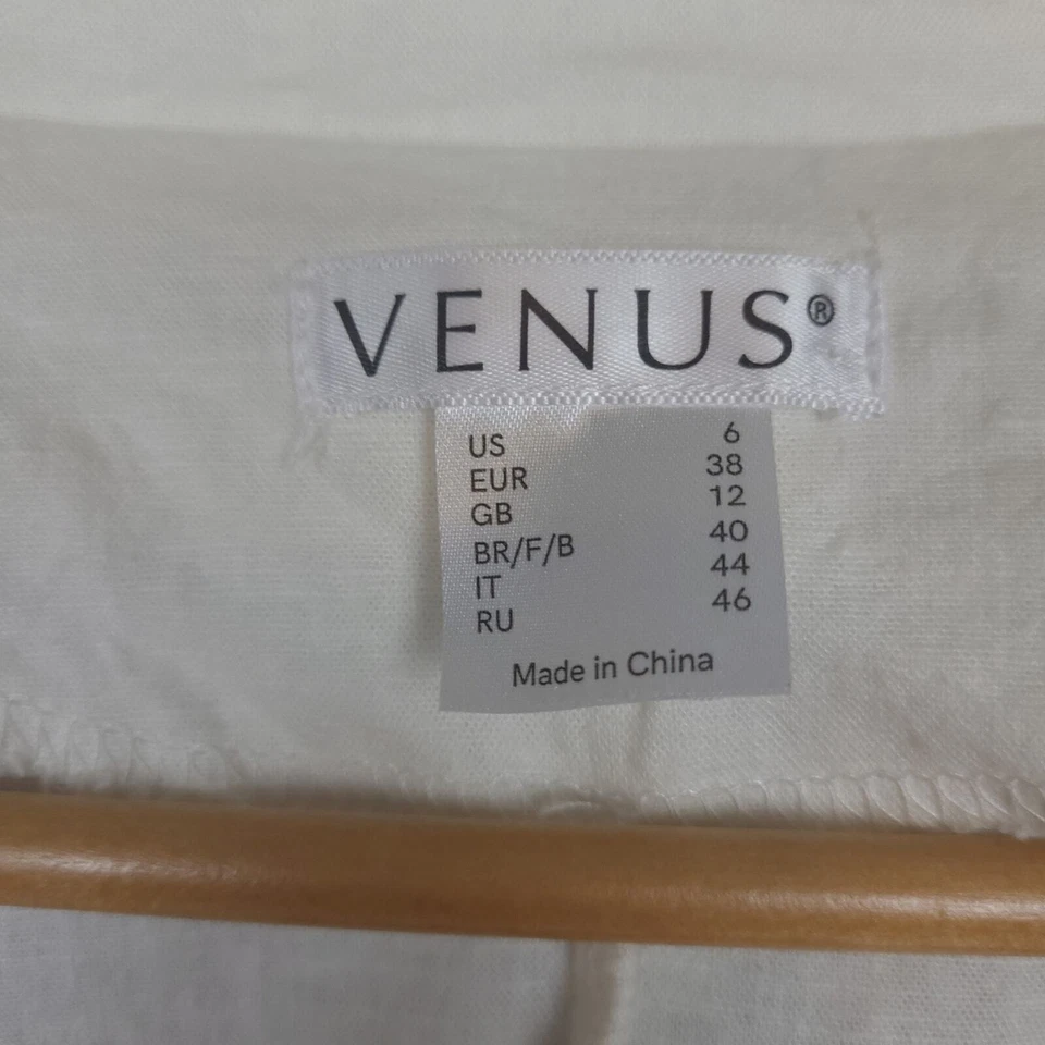 Venus Women's Linen Blend Jacket & Pant Set Sz 6 Breezy Lightweight White - Image 4 of 4