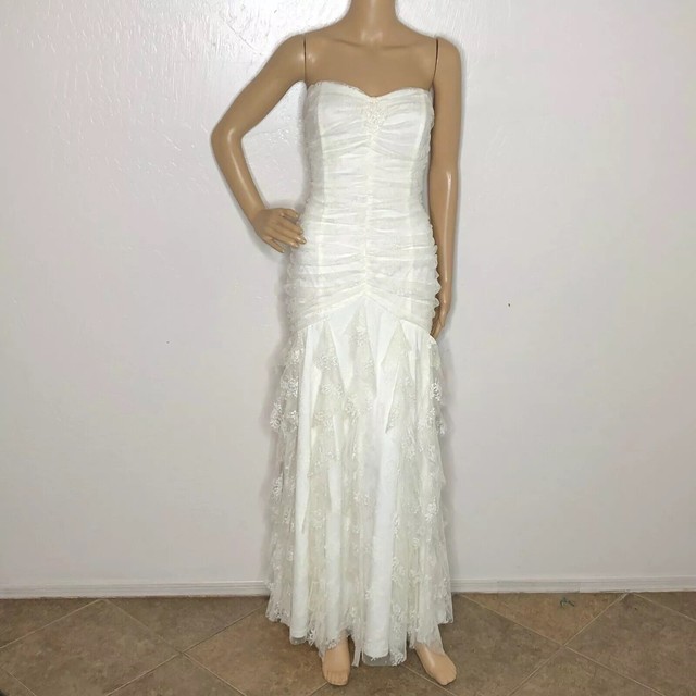Vintage Jessica McClintock Ivory Lace Strapless Mermaid