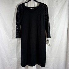 SANDRA DARREN Sweater Dress Women’s Large  Black Long Sleeve Bling Holiday
