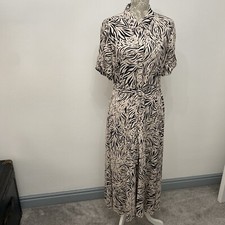 F&F Shirt Dress 14 Collared Belted Button Up Animal Print Midi Viscose BNWT £24