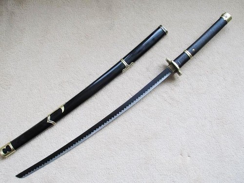 S2679 JAPANESE ANIME ONE PIECE RORONOA ZORO YUBASHIRI SWORD BLACK HAMON EDGE 41" - Picture 4 of 6