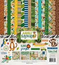 ECHO PARK "JUNGLE SAFARI" 12X12 PAPER  ANIMALS ZOO  RETIRED  SCRAPJACK'S PLACE