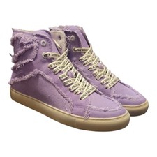 ZADIG VOLTAIRE NIB 398 Flash Purple Canvas Raw Edge High Top Sneaker 41/10 US