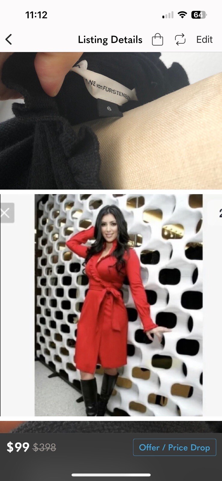 Dvf Diane Von Furstenberg Volante  Wool Wrap Dress - image 1