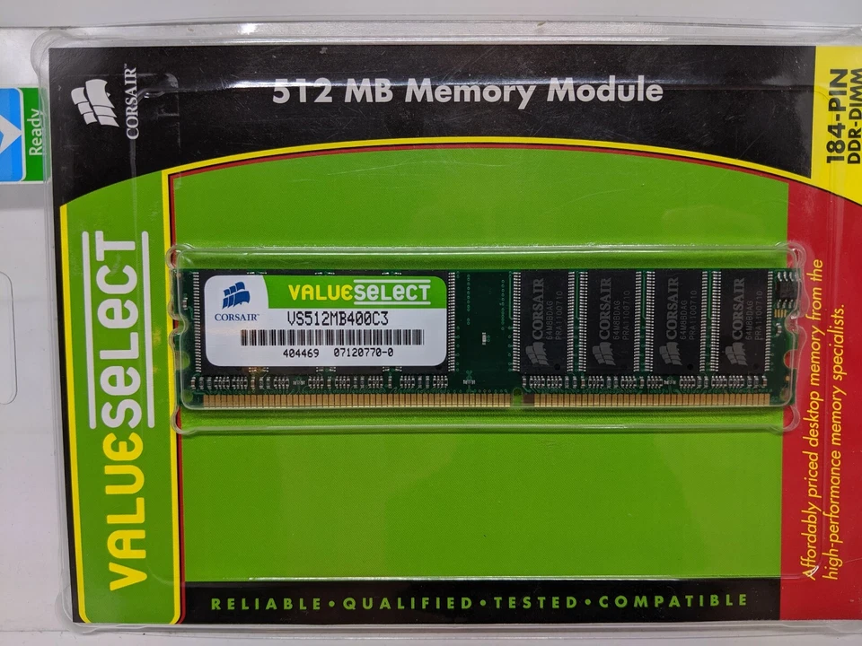 Corsair VS512MB400C3 512MB DDR PC3200 CL=3 non-ECC DDR400 2.6V 64Meg x 64 NEW - Image 2 of 4