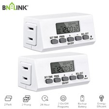 BN-LINK 2 Pack Digital Timer Outlet 24H Programmable Digital Outlet Timer 2Prong
