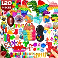 120 Pcs Fidget Toy Pack – Sensory Pop Party Favors, Gifts & Prizes for Kids & Ad