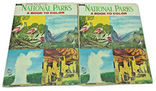 Lot 2 VTG 1965 National Parks Coloring Book Saalfield Yosemite Yellowstone Color