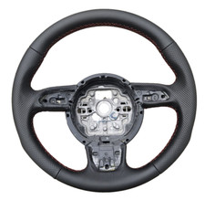 Audi A1 8X A6 4G A7 A8 DSG Leder Lenkrad  Neu bezogen beziehen rote Naht Wippen