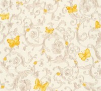 Versace Home Tapete Vlies Ranken Weiß Gelb-Orange Glitzer 34325-3 (9,30€/1Qm)