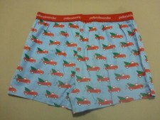 110 MENS EX-COND PETER ALEXANDER XMAS RED / BLUE PYJAMA SHORTS SZE MEDM 55 RRP.
