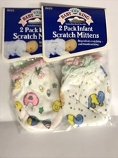 Baby King 2 Pack Infant Scratch Mittens Dinos/Baby Pink Teal Wrist Pack of 2