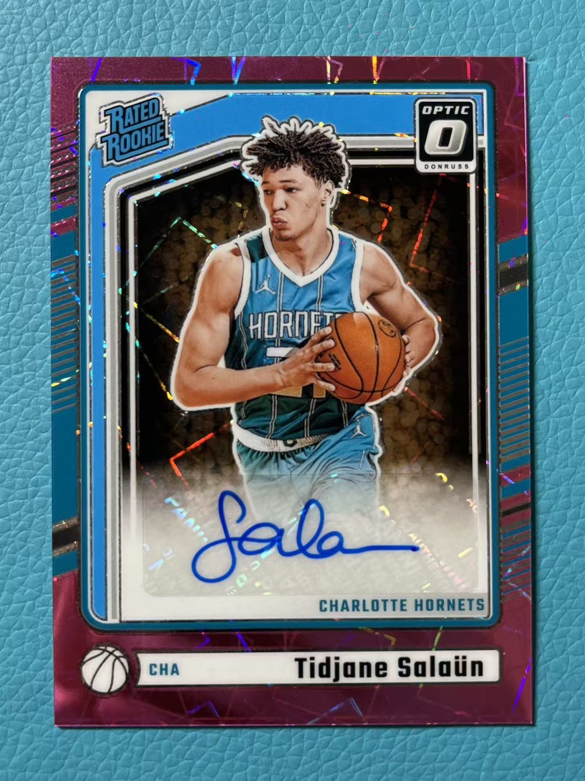 Tidjane Salaun 2024-25 Panini Donruss Optic 56/79 Auto Pink Velocity RC #324